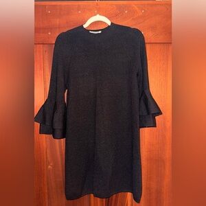 New Without Tags | Anthropologie Sparkle Sweater Black Ruffle Sleeve Dress